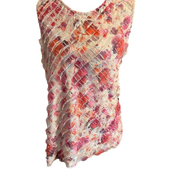 Christopher & Banks Sleeveless Textured Tops Bundle Size M Multicolor Watercolor - Picture 2 of 8